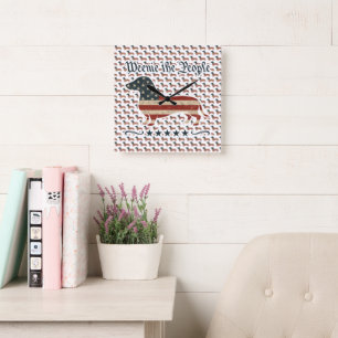 Würstchen Die Menschen Dackel 4. Juli Quadratische Wanduhr