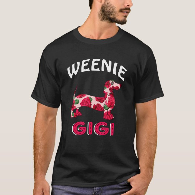 Würstchen Gigi Floral Dackel Hundebesitzerin Mutte T-Shirt (Vorderseite)