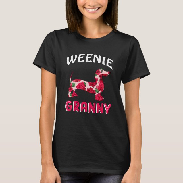 Würstchen Granny Floral Dackel Hundebesitzerin Mut T-Shirt (Vorderseite)