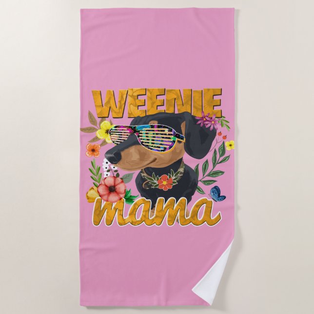 WÜRSTCHEN MAMA DACKEL BEACH TOWEL STRANDTUCH (Vorderseite)