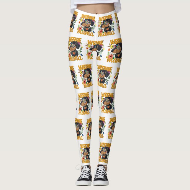 Würstchen Mama Dackel Leggings (Vorderseite)
