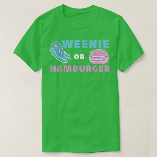 Würstchen- oder Hamburger-Funny-Gender-Aufdeckung T-Shirt (Design vorne)