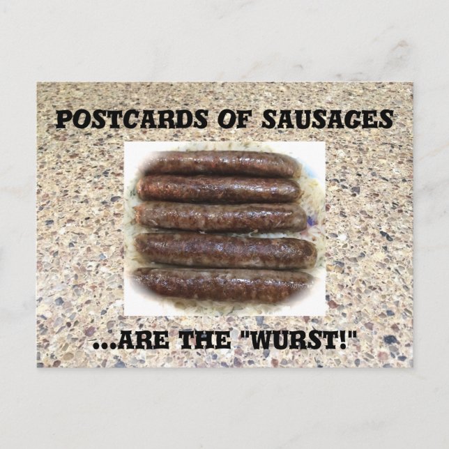 Wurstfleisch, Funny Food Postcard, Postcross, Postkarte (Vorderseite)