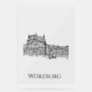 Würzburg Bayern Stadtansicht Minimalistische Linie Acrylschild