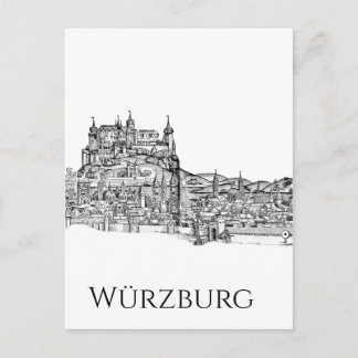 Würzburg Bayern Stadtansicht Minimalistische Linie Postkarte