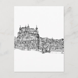 Würzburg Bayern Stadtansicht Minimalistische Linie Postkarte
