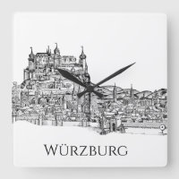 Würzburg Bayern Stadtansicht Minimalistische Linie