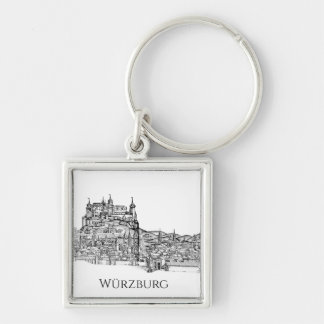 Würzburg Bayern Stadtansicht Minimalistische Linie Schlüsselanhänger