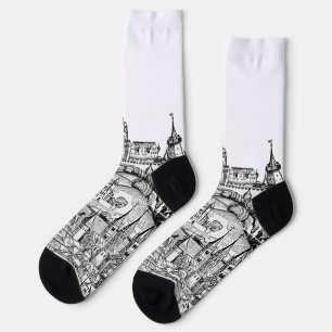 Würzburg Bayern Stadtansicht Minimalistische Linie Socken