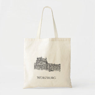 Würzburg Bayern Stadtansicht Minimalistische Linie Tragetasche