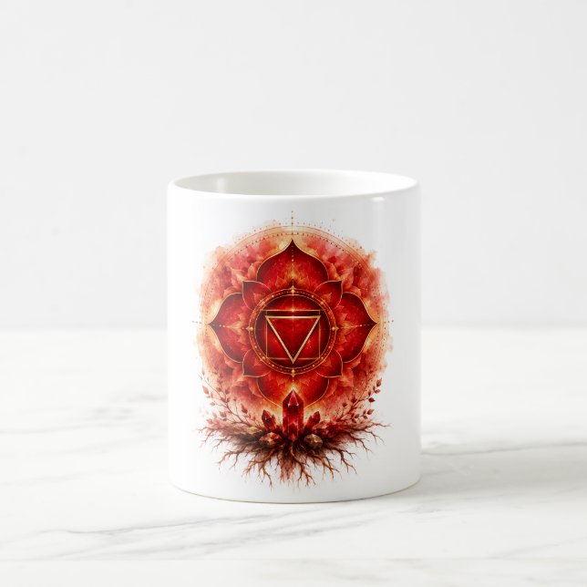 Wurzel-Chakra-Symbol Glühende Wurzeln Kaffeetasse (Mittel)