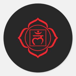 Wurzel-Chakra-Symbol Rot Muladhara Yogi Yoga Runder Aufkleber
