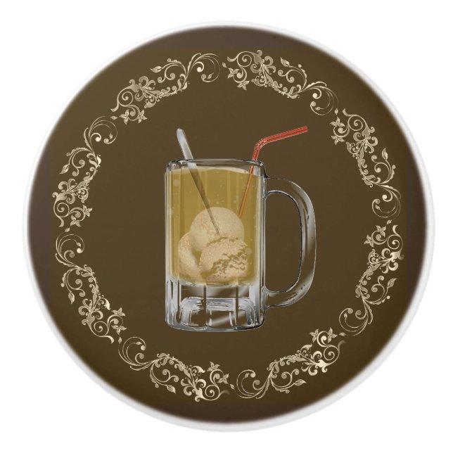 Wurzelbierfloss-Keramikgriff Keramikknauf (Vorderseite)