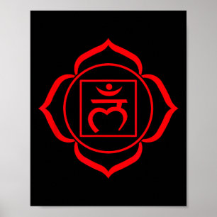 Wurzelchakra-Symbol Rot Muladhara Yogi Yoga Poster