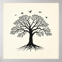 Wurzeln der Stille: Baum des Lebens Kohle Zen Kuns