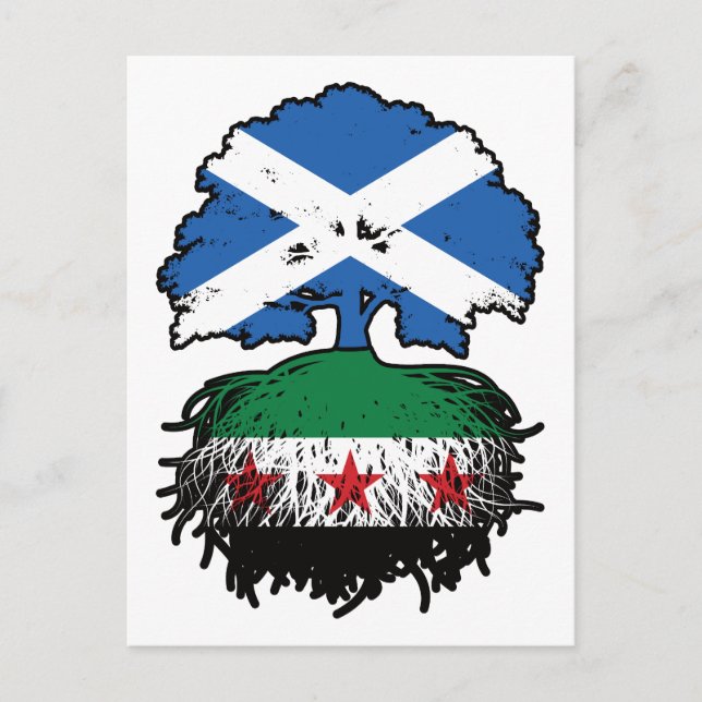 Wurzeln & Krone: Schottland–Syrien Baum Postkarte (Vorderseite)