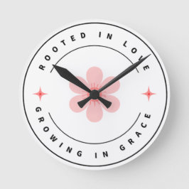 Wurzelt mit Liebe wächst mit Grace - Inspirational Runde Wanduhr