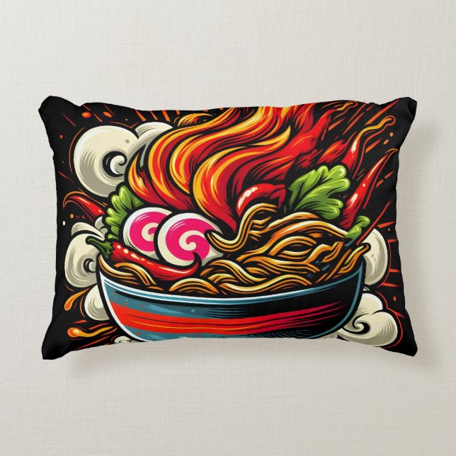 Würzige Ramen japanische Nudel-Straßenkunst Dekokissen (Vorderseite)