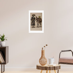 Wüste, abgestürztes Raumschiff, Dünen, Kamele, Kar Poster