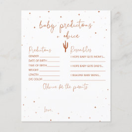 Wüste Baby Shower Baby Vorhersagen + Advice Card