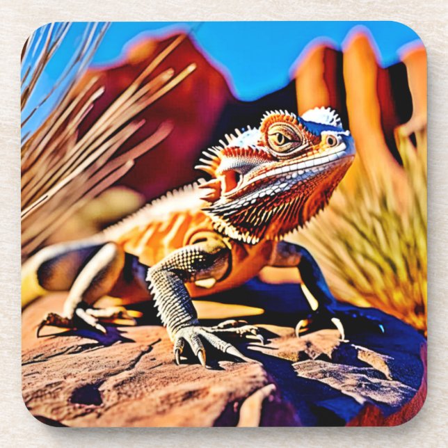 Wüste Bartded Dragon Getränkeuntersetzer (Vorderseite)