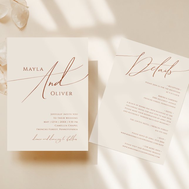 Wüste | Beige auf einer Hochzeit Einladung (Von Creator hochgeladen)