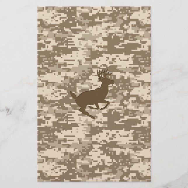 Wüste Beige Digital Camouflage Deer Camouflage Mus Briefpapier (Vorderseite)