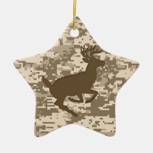 Wüste Beige Digital Camouflage Deer Camouflage Mus Keramikornament (Vorne)