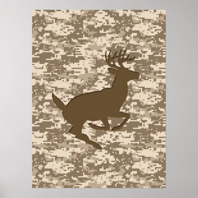 Wüste Beige Digital Camouflage Deer Camouflage Mus Poster (Vorne)