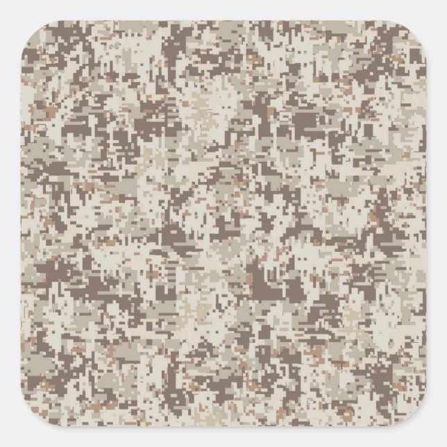Wüste Beige Style Digital Camouflage Quadratischer Aufkleber (Vorderseite)