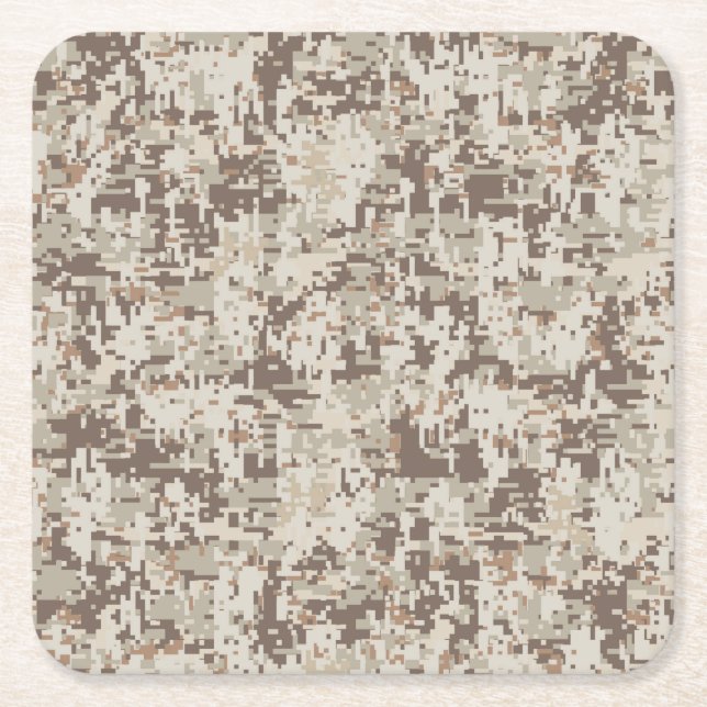 Wüste Beige Style Digital Camouflage Rechteckiger Pappuntersetzer (Vorderseite)