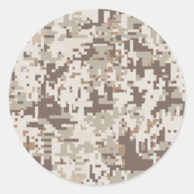 Wüste Beige Style Digital Camouflage Runder Aufkleber (Vorderseite)