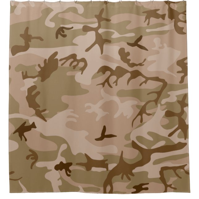 Wüste Beige Tan Brown Olive Green Camouflage Camou Duschvorhang (Vorderseite)
