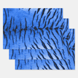Wüste Blue Tiger Skin Print Wrapping Paper Sheets Geschenkpapier Set