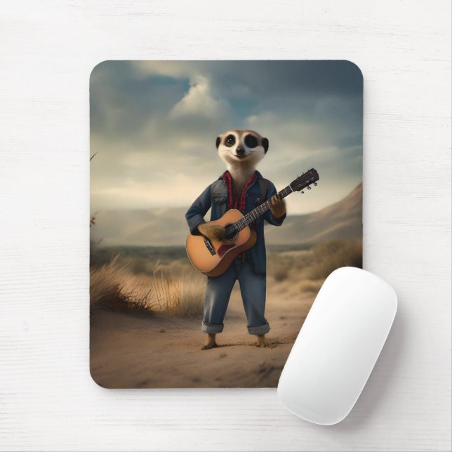 Wüste Blues: Denim Guitar Jam von Meerkat, Mousepad (Mit Mouse)