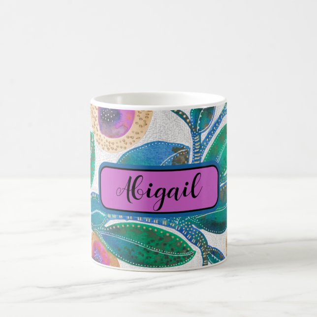 Wüste Blume, abstrakte Wasserfarbe, Ihr Name Kaffeetasse (Mittel)