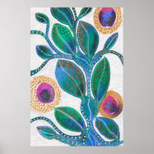 Wüste Blume, Aquarell gemischte Medien Originalkun Poster