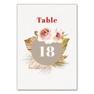 Wüste Blume boho blumenreiche Hochzeit Tischnummer