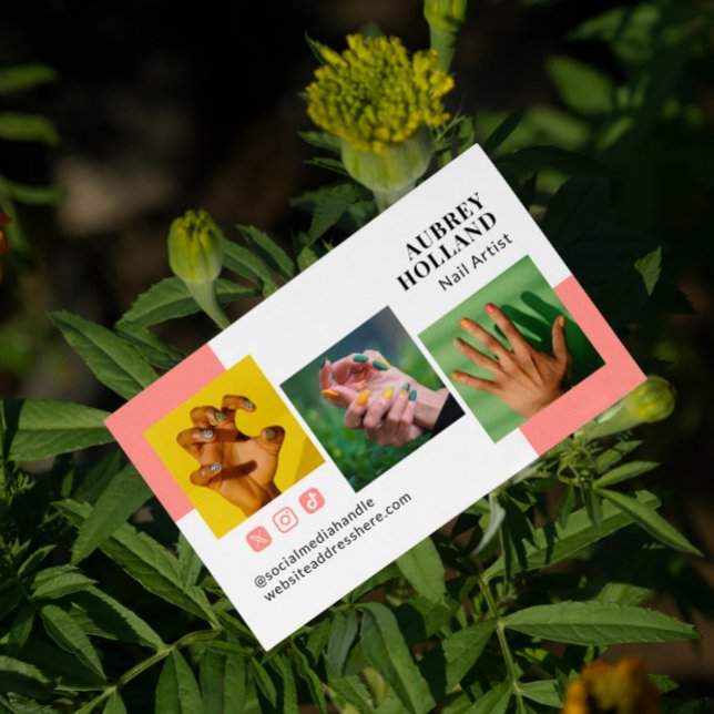 Wüste Blume Rosa Fotos Social Media Nail Artist Visitenkarte (Von Creator hochgeladen)