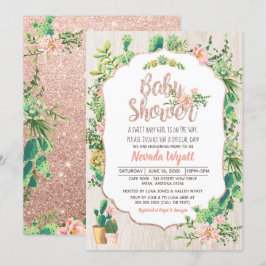 Wüste Blume & Rose Gold Baby Dusche Einladung