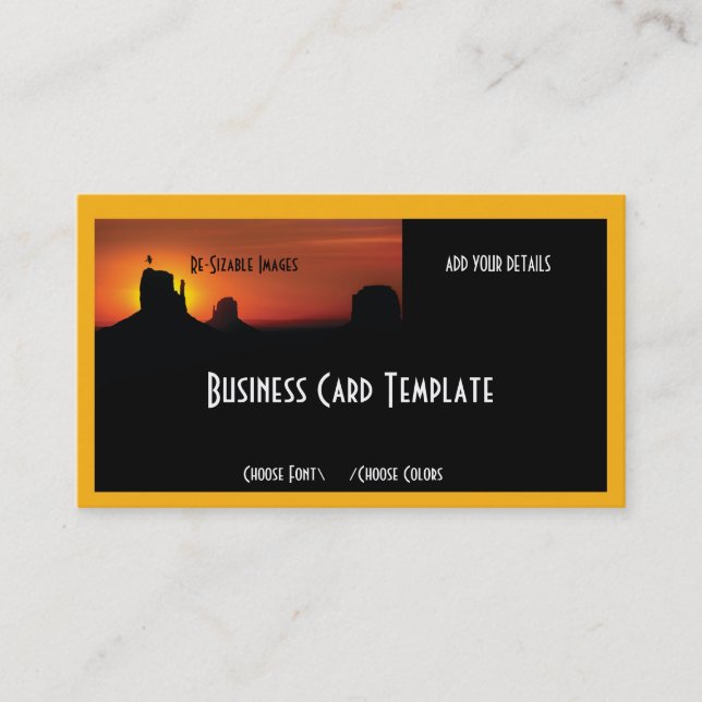 Wüste Buttes Southwestern Sunset Business Card Visitenkarte (Vorderseite)