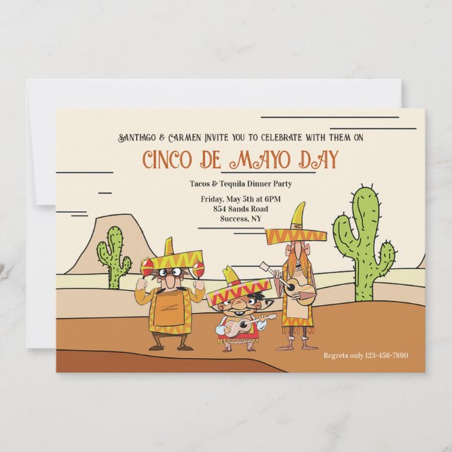 Wüste Cactus Cinco De Mayo Einladung (Vorderseite)