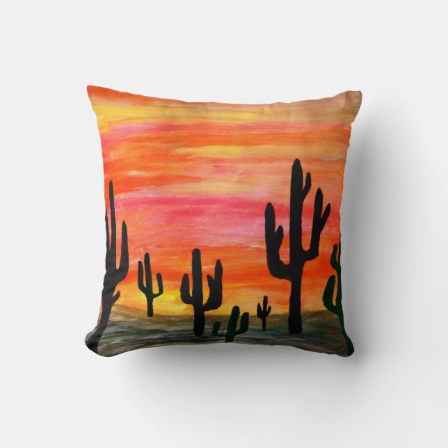 Wüste Cactus Sunset throw Kissen (Vorderseite)