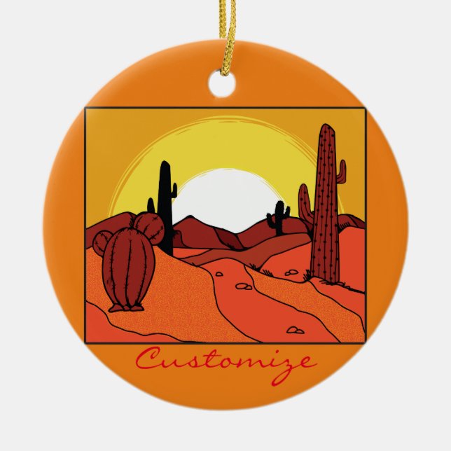 Wüste Cactus Sunset Thunder_Cove Keramik Ornament (Vorne)