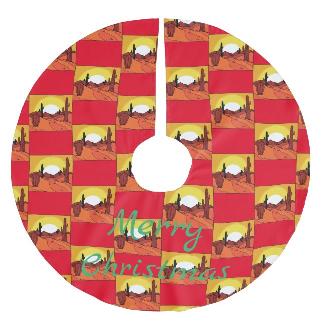 Wüste Cactus Sunset Thunder_Cove Polyester Weihnachtsbaumdecke (Vorderseite)