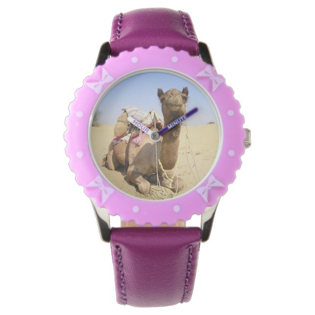 Wüste Camel Naher Osten Liebe Natur Schicksal Armbanduhr (Vorderseite)
