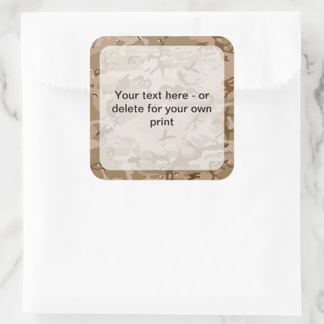 Wüste Camouflage Kies, Militär, Armee Quadratischer Aufkleber (Tasche)