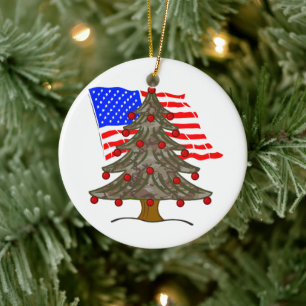 Wüste Camouflage Weihnachtsbaum mit amerikanischer Keramikornament