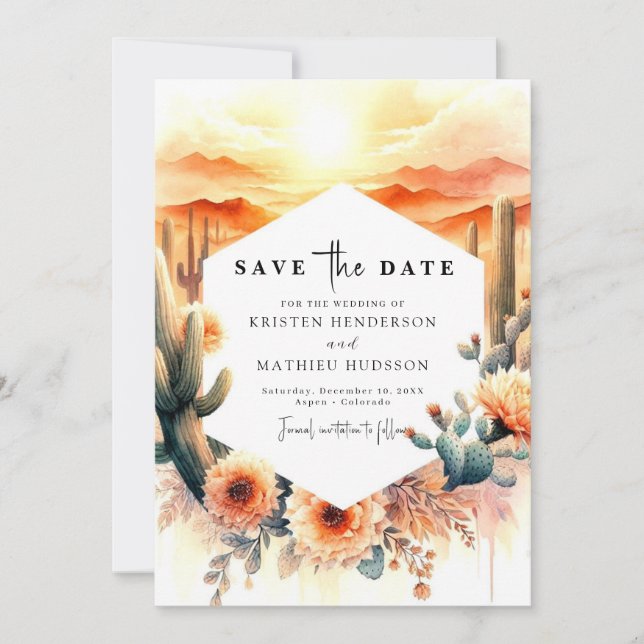 Wüste Classic Cactus Wedding Save The Date (Vorderseite)