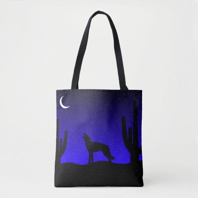 Wüste Coyote Howling auf dem Mond (Vorderseite)